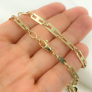 14k Solid Yellow Gold Mirror Flat Rectangle Link Chain